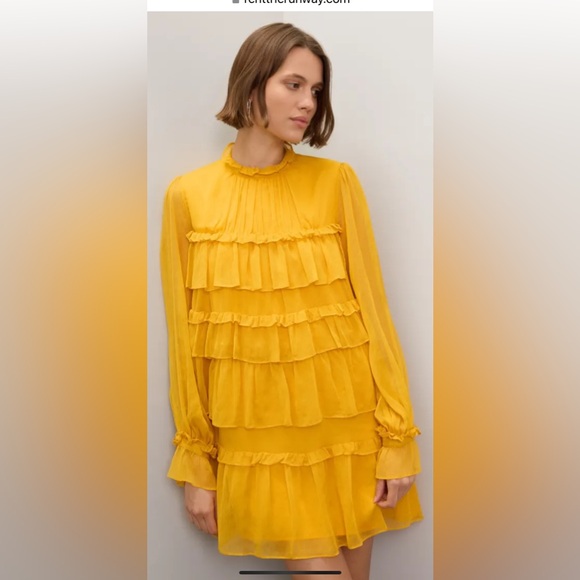 Chic Yellow Ruffled Dress - Picture 6 of 7